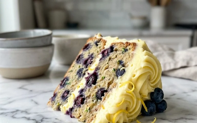 Blueberry Zucchini Cake with Lemon Buttercream