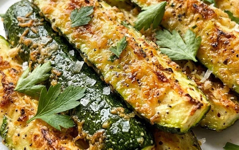 Irresistibly Crunchy Garlic Parmesan Roasted Zucchini